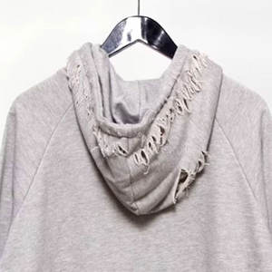 <b>Top</b> High Quality Comfortable Men <b>Distressed</b> Hoodie Cotton/Polyester Blend Long Sleeve Solid Winter Fleece - Product Image 4