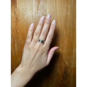 Bague de mariage en or 14 carats et argent sterling, fabrication Navajo, taille 8.75, plaqué rhodium or blanc, style ethnique, sertissage rhodium platine - Product Image 5
