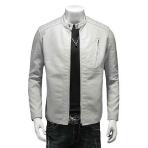 Vente chaude de la saison Nouvelle veste en cuir décontractée pour homme Coupe ajustée Col montant Style motard Vêtement d'extérieur tendance Grande taille Automne - Product Image 1