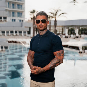 Polo de hombre personalizado al por mayor camiseta Polo de algodón orgánico amigable azul colección de verano precio de fábrica muy exigente - Product Image 1