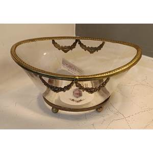 Brass Antique Metal Frame <b>Glass</b> <b>Serving</b> <b>Bowl</b> Table Top Decorative <b>Glass</b> <b>Bowl</b> for Home, Kitchen ,Hotel, Restaurants, Party - Product Image 4