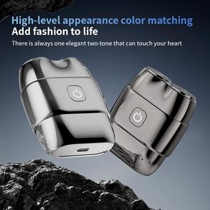 Afeitadora Eléctrica Portátil Plateada para Hombre, Doble Anillo, Doble Cuchilla, Lavable, Afeitado en Seco y Húmedo, Mini Afeitadora Impermeable - Product Image 3