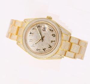 นาฬิกาหรูสีเหลืองเต็มรูปแบบเพชรแก้วสเตอร์ลิงธุรกิจโบราณ-ฮิปฮอปสแตนเลสนาฬิกาสำหรับผู้หญิง - Product Image 2