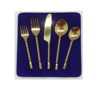 Stainless Steel Gold Finishing Flatware <b>Sets</b> with <b>Black</b> Resin Handle Hot Selling New Customized Utensils <b>Dinner</b> Ware - Product Image 3