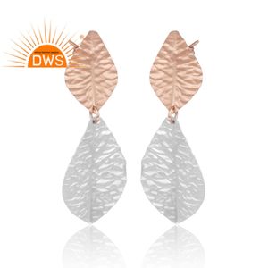 ต่างหูทองเหลืองสีโรสโกลด์ทำด้วยมือดีไซน์ล่าสุดทำจากทองเหลืองมีพื้นผิวเป็นหยดน้ำจากผู้ผลิตเครื่องประดับชั้นดี - Product Image 4