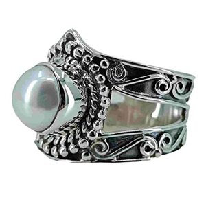 Handmade Boho Freshwater Pearl <b>Statement</b> <b>Ring</b> June Birthstone Promise Artisan-Sculpted Sterling Silver Gift - Product Image 1