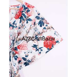 Vestido Caftán Elegante de Lujo con Estampado Floral, 100% Algodón Puro, Largo, Estilo Maxi, Ropa de Dormir, Salida de Playa, Uso Diario para Mamá, Regalo - Product Image 3