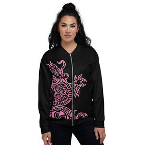 Ventas calientes 2025 Premium Stylish Flight Classic Bomber Jacket Color negro con estampado de dragón Cuello acanalado Dobladillo y puño de manga - Product Image 5