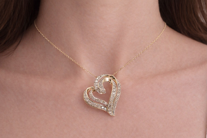 Luxuries 14K Pure Yellow Gold or Sterling <b>Silver</b> Open <b>Heart</b> Diamond Charm Pendant <b>Necklace</b> <b>with</b> Chain Elegant Gift Fine <b>Necklace</b> - Product Image 5
