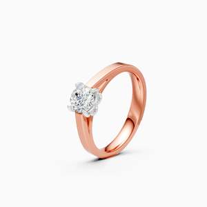Anillo de Regalo con Diamante Cultivado en Laboratorio, Corte Redondo, de 0.61 Ct |   En oro amarillo, blanco y rosa de 9 quilates - Product Image 3