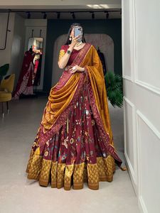 2024 dernier pur coton Lehenga Choli & Dupatta avec Gamthi Patch travail Gota Patti dentelle tactile travail femme robe de soirée nouvelle mode - Product Image 2