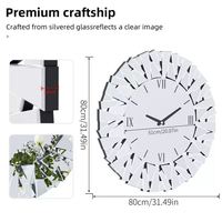 Horloge murale ronde en verre miroir en laiton AK en couleur argent horloge décorative au meilleur prix pour la décoration murale/décoration intérieure