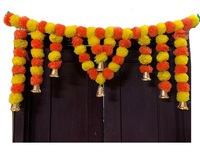 Guirlande Murale Artificielle Traditionnelle Indienne de Fleurs de Souci Bandarwar à 8 Clochettes, 40x1.5ft, Design Moderne et Fusion Traditionnel