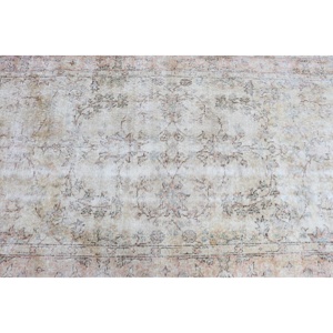 พรมขนาด 3.7x6.6 ฟุต, พรมวินเทจ, พรมลายตารางสีขาวขนแกะตุรกี - Product Image 4