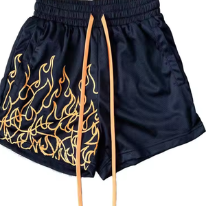 Pantalones cortos deportivos Vintage para hombre, ropa de calle 100% algodón con cordón grueso y logotipo personalizado, estampado de leopardo - Product Image 4