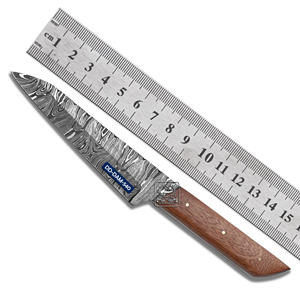 Couteau de chasse fait main manche en bois d'acajou de haute qualité gaine en cuir gaufré lame en acier damas DD-DAM-537 OEM - Product Image 4
