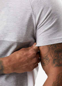 Camisetas Ligeras de Algodón Gris Jaspeado para Hombre, Mangas Raglán, Tallas Grandes, Bloques de Color, Corte Ajustado, Ropa Deportiva para Gimnasio, Jersey Sólido - Product Image 2