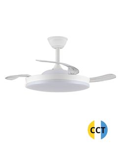 Ventilador de techo CCT con 3 aspas retráctiles y luz, 45W 440 Lm, Blanco lechoso (Cristal Record 85-115-42-000) - Product Image 1
