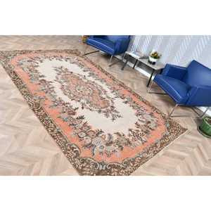 Grand tapis turc vintage 5,6x9,7 pieds, tapis en laine orange - Product Image 3