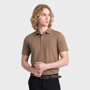 Camiseta de Golf Personalizada con Bordado, Tejido Sólido Transpirable, Manga Corta, Corte Regular para Hombre - Product Image 1