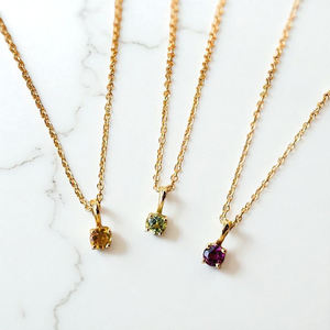 6 MM Round <b>Peridot</b> Quartz Birthstone Prong Set Charm <b>Necklace</b> - Product Image 2