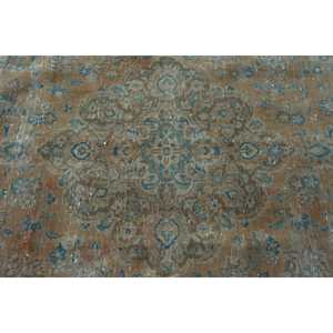 10.2x13.6 ft Vintage Oversize Rug, <b>Brown</b> Blue Turkish Animal Print <b>Wool</b> Rug - Product Image 5