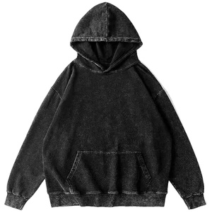 Vente en gros de sweat à capuche surdimensionné délavé à l'acide pour hommes lourd 100% coton confortable sweat à capuche délavé vintage avec broderie pour l'automne - Product Image 1