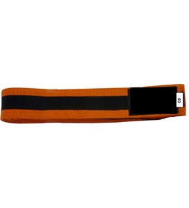 Naranja con rayas negras 100% algodón Jiu Jitsu BJJ Karte cinturones 5 cm de ancho verde tamaños para niños y adultos cinturones de tela en venta - Product Image 1