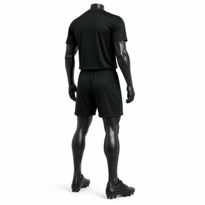 Uniforme de Fútbol Negro Personalizado, Conjunto de Camiseta y Pantalones Cortos de Poliéster, Secado Rápido, Transpirable, Ropa Deportiva para Entrenamiento de Equipo para Hombre - Product Image 4