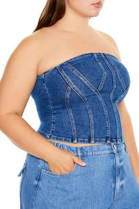 Top de tubo de mezclilla reelaborado de talla grande, recién llegado, Top de tubo de mezclilla transpirable, Top de tubo de mujer personalizado a un precio barato - Product Image 4