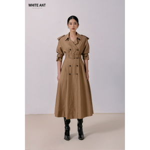 Vestidos de mujer de media manga de estilo vintage con cinturón y decoración de botones ABERFA VESTIDO acampanado Lino 12% Rayon66 % Nylon 22% - Product Image 1