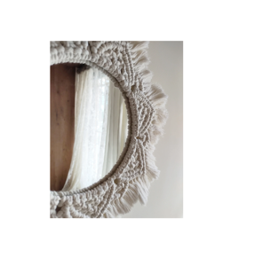 Décoration de Noël Miroir mural en macramé en forme de coeur Looks décoratifs et tendance Finition naturelle Couleur et design attrayants - Product Image 6