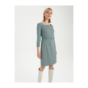 ชุดเดรสลายเข็มขัด ผลิตจากผ้าผสมวิสโคส สำหรับใส่ทำงาน BGN W24D266 - Product Image 3