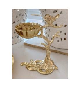 Bol de cuisine décoratif en métal gaufré plaqué or à 2 sections en aluminium avec motif en laiton Bol de service en métal de designer - Product Image 4