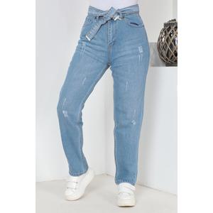 Jeans décontractés style boyfriend avec ceinture, confortables, en Spandex/Polyester, coupe classique - Product Image 5