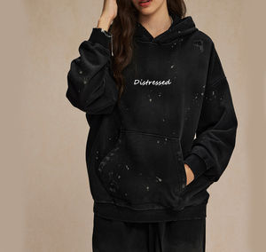 Haute qualité soleil fané en détresse poids lourd surdimensionné Vintage Logo personnalisé sweat blanc lavé à l'acide unisexe Designer sweats à capuche - Product Image 3