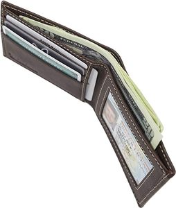 กระเป๋าสตางค์หนัง PU ดีไซน์ใหม่ทันสมัยสไตล์วินเทจ ป้องกัน RFID สำหรับผู้ชาย แบบเปิด-ปิด ขนาดสั้น ตกแต่งตัวอักษรได้ตามต้องการ - Product Image 2