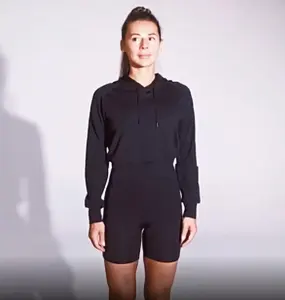 Sudadera con capucha transpirable de doble capa para mujer con logotipo en relieve de 400GSM - Product Image 6