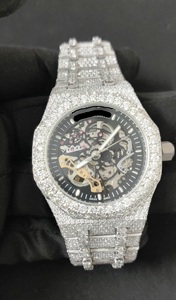 Lujo 41mm Iced Out Hip Hop Automático Mecánico VVS Moissanite Diamante Reloj de pulsera para hombres Hecho a mano Moda de calidad premium - Product Image 5