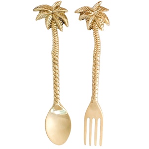 Cuillères en laiton de meilleure qualité avec cuillères à thé en métal palmier fini or pour restaurants et paniers cadeaux - Product Image 1
