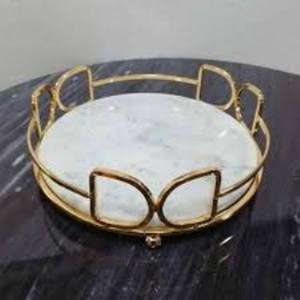 Bandeja de metal decorativa navideña chapada en oro, mesa decorativa para restaurante y decoración del hogar, bandeja de espejo de lujo - Product Image 4