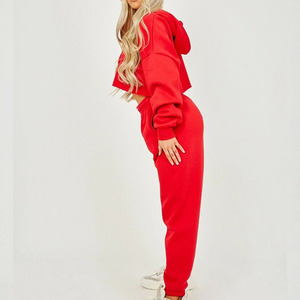 Ensemble survêtement femme en molleton 100% coton avec logo personnalisé, streetwear d'hiver, deux pièces, sweat-shirt et pantalon de jogging - Product Image 6