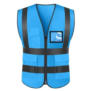 Lavoro di sicurezza con tasche multiple ad alta visibilità personalizza tutti i tipi di gilet di sicurezza blu gilet riflettente navy