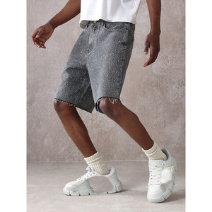 Shorts Vaqueros Rectos de Verano Transpirables con Bordado, Personalizados para Hombre, Estilo Urbano, con Botones, Lavado Claro - Product Image 3