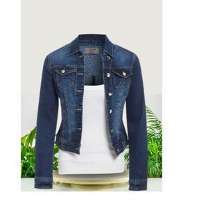 แจ็กเก็ตยีนส์แขนยาวของผู้หญิงเสื้อแจ็คเก็ตผ้าฝ้ายระบายอากาศใส่สบายทันสมัย - Product Image 4