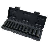 Juego de 12 Llaves de Impacto Profundas Hexagonales de 3/8'' y 8-19 mm, en Caja de Plástico Resistente