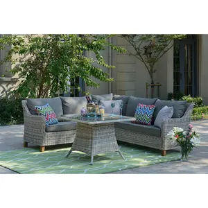 Outdoor Dinning Table And Chair Set Outdoor Rattan Patio Set Rattan Wicker Comfortable Leisure Sofa Set With Table