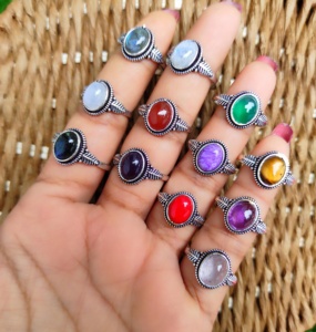 Most Trending Wholesale Fashion High Sterling Silver & Waterproof Brass Jewelry Natural Mix Gemstone <b>Rings</b> for Party Anniversary - Product Image 3