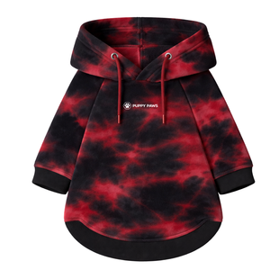 Sudadera con Capucha para Perro de Terciopelo, Rojo y Negro Tie Dye, Suave y Afelpada, Cálida y Cómoda para Invierno, para Perros Medianos y Grandes - Product Image 4
