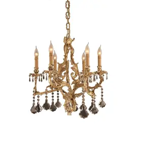 PREMIUM QUALITY 6-LIGHT CHANDELIER MADE IN ITALY IN ANTIQUE GOLD FINISH